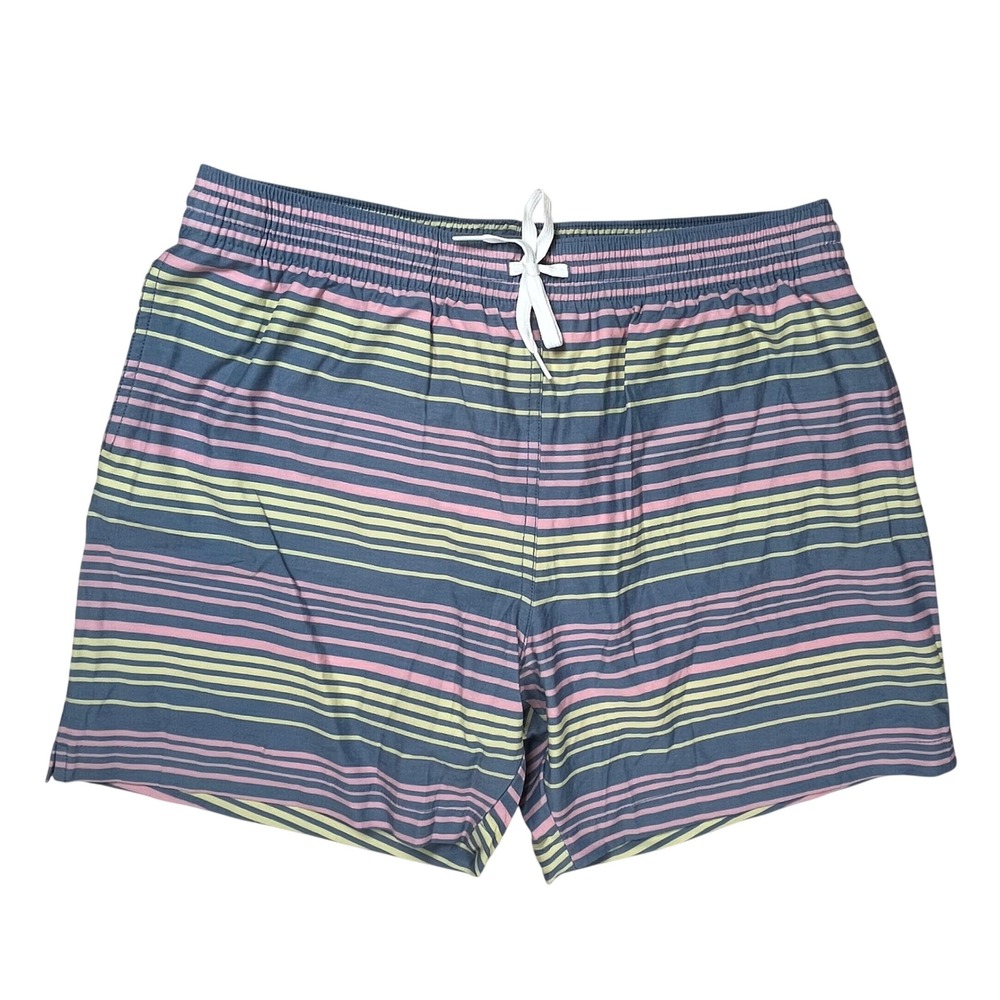 Chubbies Swim Trunks Men XL Blue Pink Stripe 5.5" Inseam Compression Liner Beach